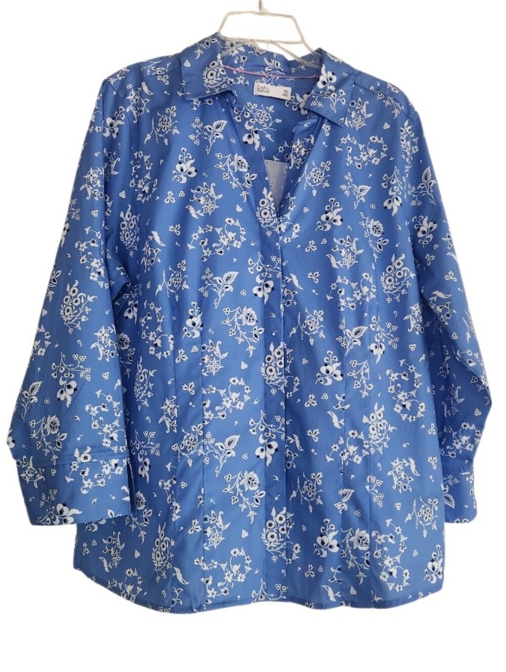 Blue Floral Button-Up Shirt Sz Xxl. Wt